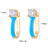 Enamel U Shape Zircon Hoop Earrings for Women