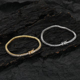 Hiphop Brass Tennis Bracelet Zircon Plated 2mm 2.5mm INS Women Men Party Jewelry