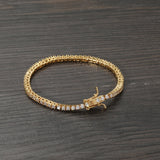 Hiphop Brass Tennis Bracelet Zircon Plated 2mm 2.5mm INS Women Men Party Jewelry
