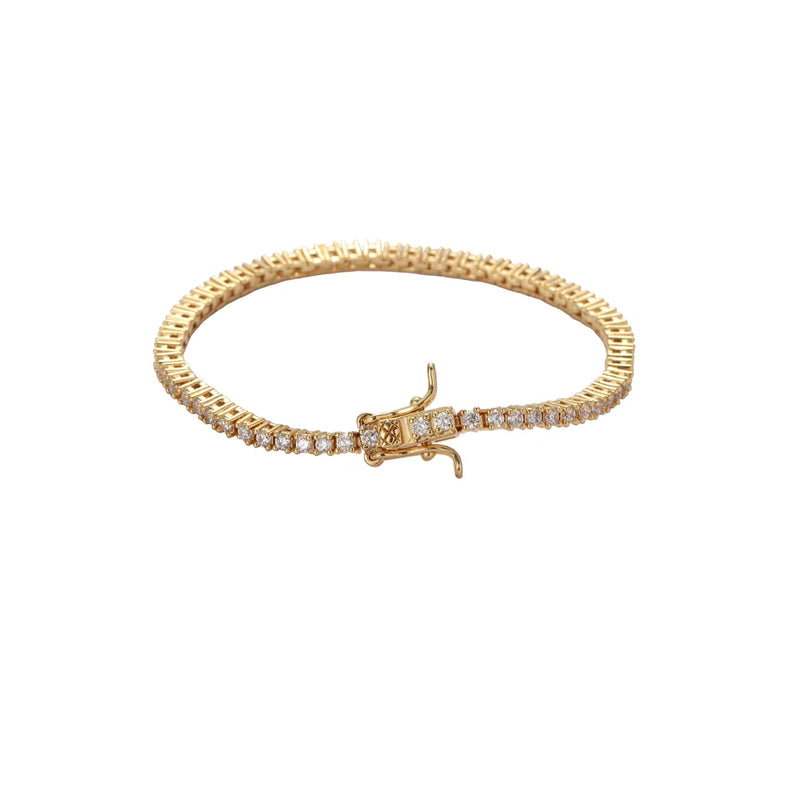 Hiphop Brass Tennis Bracelet Zircon Plated 2mm 2.5mm INS Women Men Party Jewelry