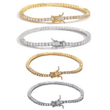 Hiphop Brass Tennis Bracelet Zircon Plated 2mm 2.5mm INS Women Men Party Jewelry