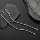 Hiphop Brass Tennis Bracelet Zircon Plated 2mm 2.5mm INS Women Men Party Jewelry