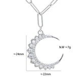 Zircon Crescent Moon Pendant Necklace Stainless Steel Chain Female Choker