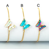 Colorful Crystal Zircon Butterfly Bracelet Copper Chain Boho Jewelry