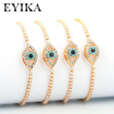 Zircon Evil Eye Bracelet for Women Silver Tennis Chain Bangle
