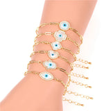 Zircon Evil Eye Bracelet for Women Silver Tennis Chain Bangle