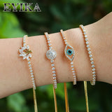 Zircon Evil Eye Bracelet for Women Silver Tennis Chain Bangle