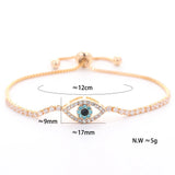 Zircon Evil Eye Bracelet for Women Silver Tennis Chain Bangle
