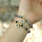 Zircon Evil Eye Bracelet for Women Silver Tennis Chain Bangle