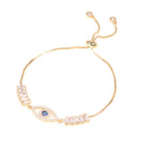 Zircon Evil Eye Bracelet for Women Silver Tennis Chain Bangle