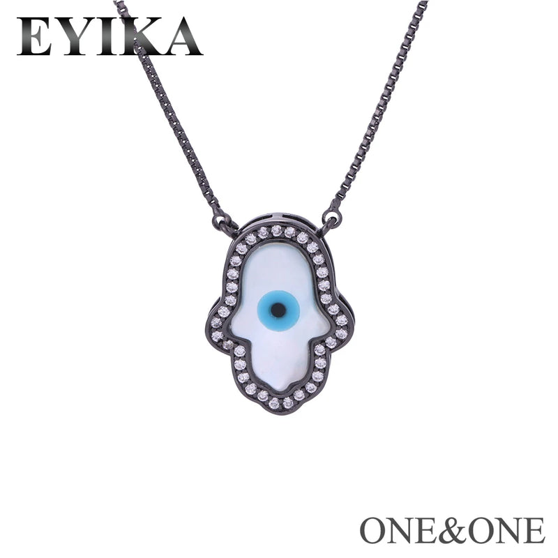 Shell beads pendant necklace hamsa eyes Pendant