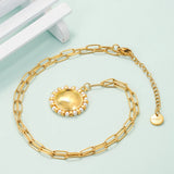 Vintage Pearl Coin Pendant Necklace Stainless Steel Choker