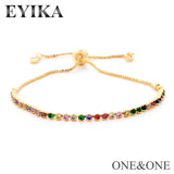 Rainbow Pull-out Bangle with CZ Box Chain Bracelet