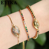 Rainbow Pull-out Bangle with CZ Box Chain Bracelet