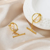 Silver Letter I Pearl Earring Jewelry Women Gift