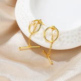 Silver Letter I Pearl Earring Jewelry Women Gift