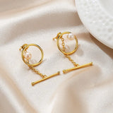 Silver Letter I Pearl Earring Jewelry Women Gift