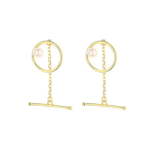 Silver Letter I Pearl Earring Jewelry Women Gift