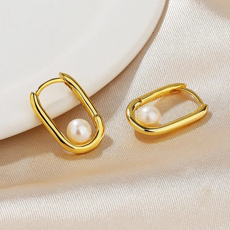 ZFSILVER S925 Silver Pearl Earrings for Women