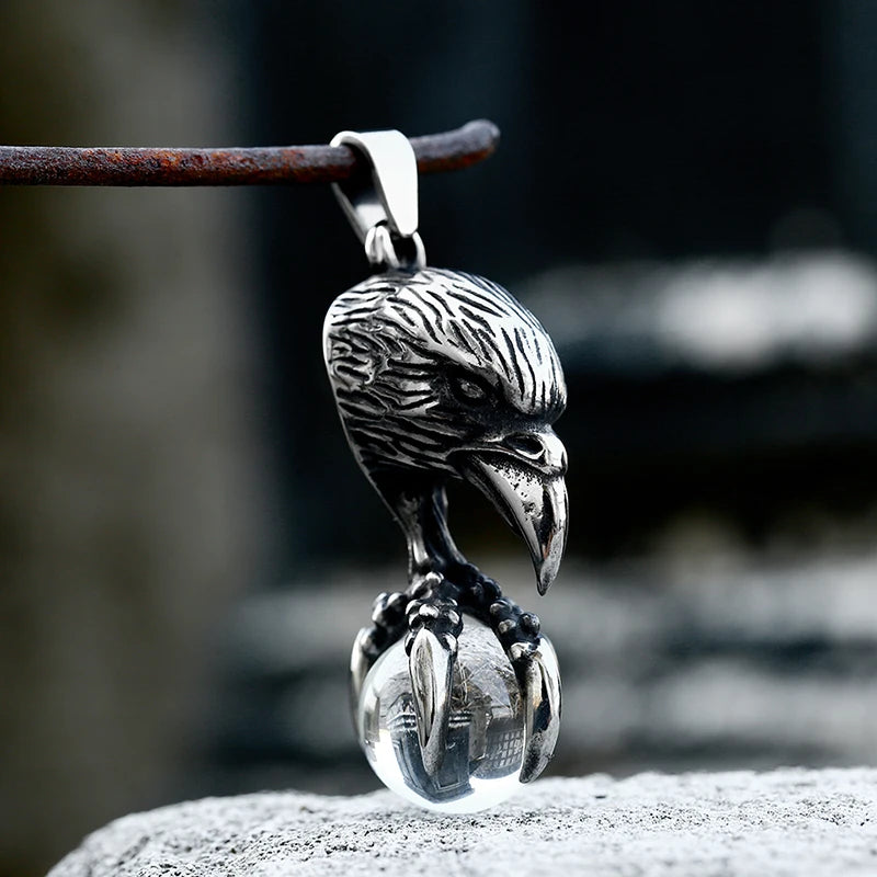 Eagle Pendant Stainless Steel with 4 Color Stones Necklace