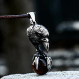 Eagle Pendant Stainless Steel with 4 Color Stones Necklace