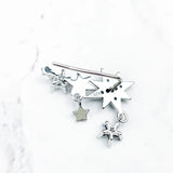 Sterling Silver Ear Climber Stars Earrings with Zirconia