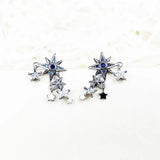 Sterling Silver Ear Climber Stars Earrings with Zirconia