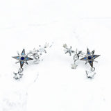 Sterling Silver Ear Climber Stars Earrings with Zirconia