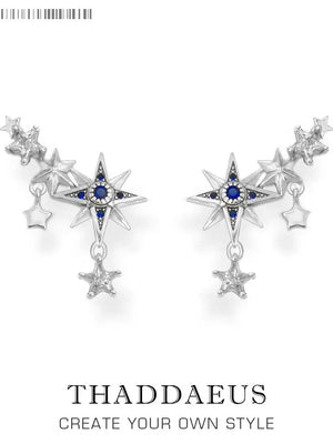 Sterling Silver Ear Climber Stars Earrings