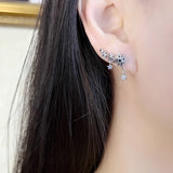 Sterling Silver Ear Climber Stars Earrings