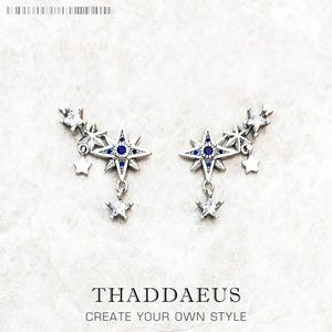 Sterling Silver Ear Climber Stars Earrings