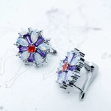 Colorful Flower Ear Clip, Europe Style Fine Jewelry, 925 Sterling Silver
