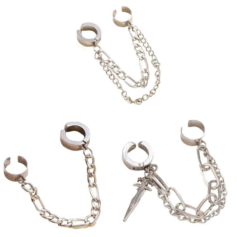 Punk Silver Non-Piercing Ear Clip Earrings