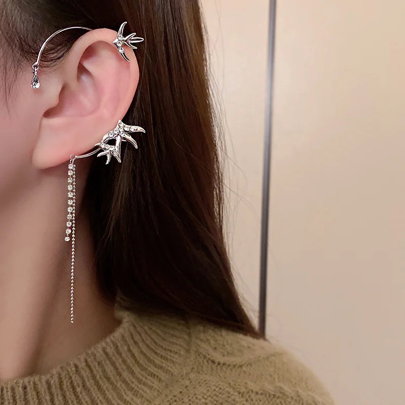 Zircon Fringe Geometric Ear Clips for Women - Fine Jewelry Accessories