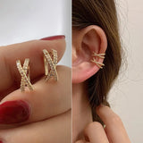Leaf Zirconia Ear Cuff No Piercing Clip Earrings for Women Girls