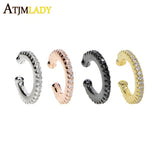 Micro Pave CZ Circle Silver Rainbow CZ Earrings