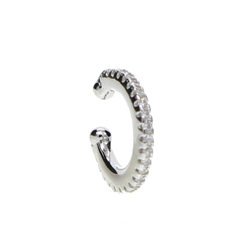 Micro Pave CZ Circle Silver Rainbow CZ Earrings
