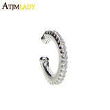 Micro Pave CZ Circle Silver Rainbow CZ Earrings