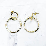 925 Silver Golden Drop Circles Earrings Europe Styling Gift