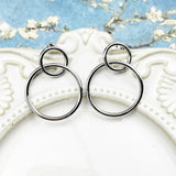 925 Silver Golden Drop Circles Earrings Europe Styling Gift
