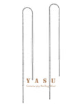 925 Silver Drop Earrings Double Needle Chain Wedding Jewelry