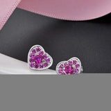 Sweet Peach Heart Ear Nail Lady Jewelry Student Earrings