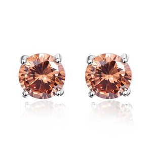 925 Sterling Silver Earrings Stud with Morganite Stone