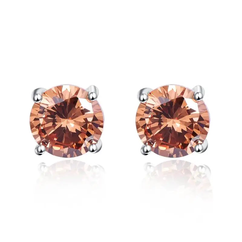 925 Sterling Silver Earrings Stud with Morganite Stone