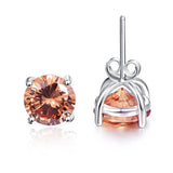 925 Sterling Silver Earrings Stud with Morganite Stone