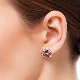 925 Sterling Silver Earrings Stud with Morganite Stone