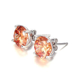 925 Sterling Silver Earrings Stud with Morganite Stone