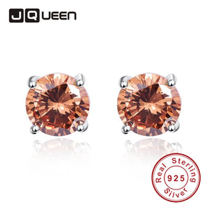 925 Sterling Silver Earrings Stud with Morganite Stone