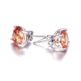 925 Sterling Silver Earrings Stud with Morganite Stone