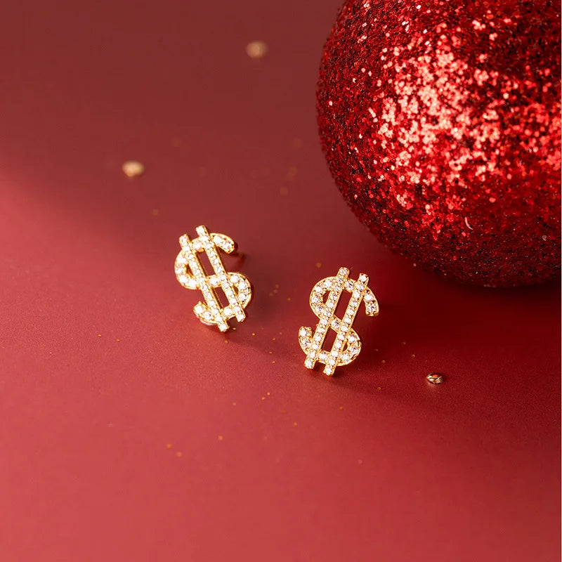 Dollar Sign Earrings Money Stud Cartilage Nose Ring Jewelry Women